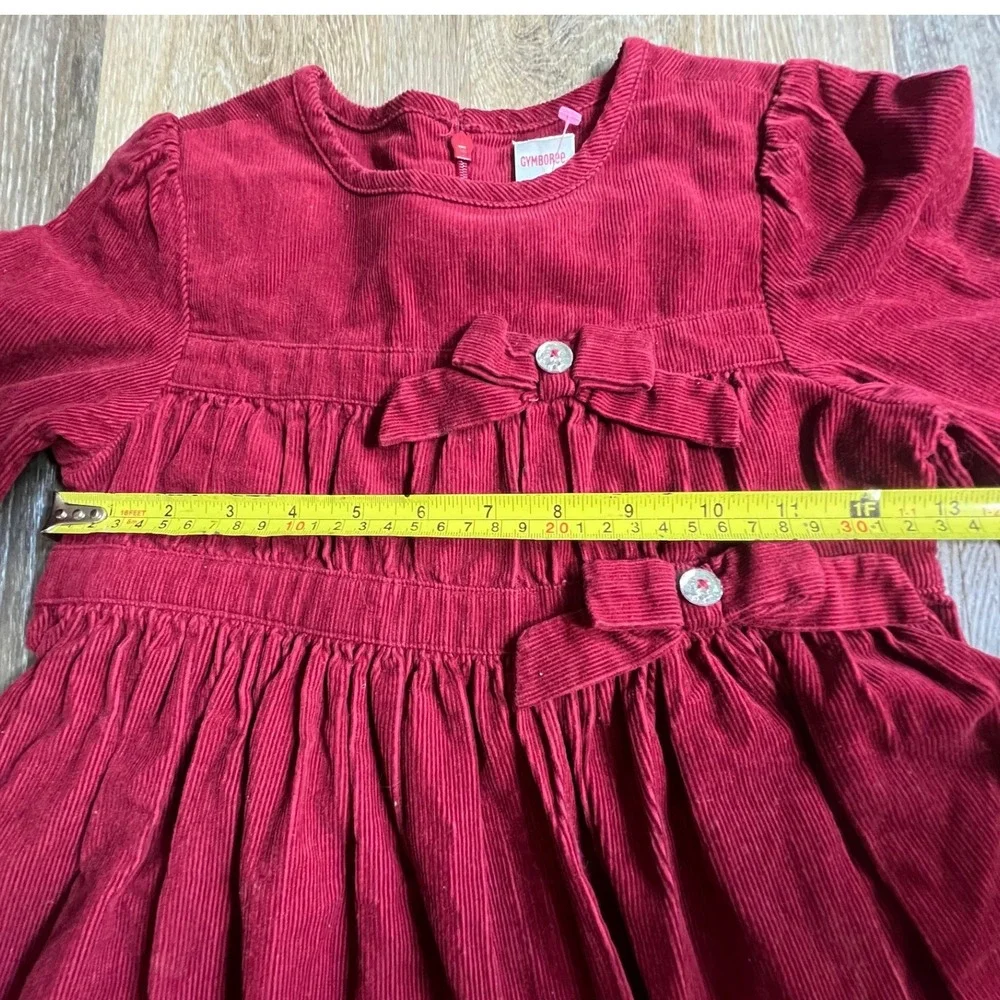 Gymboree Corduroy Dress Kids Size 6 Red Bow Accent Long Sleeve Holiday 240153227